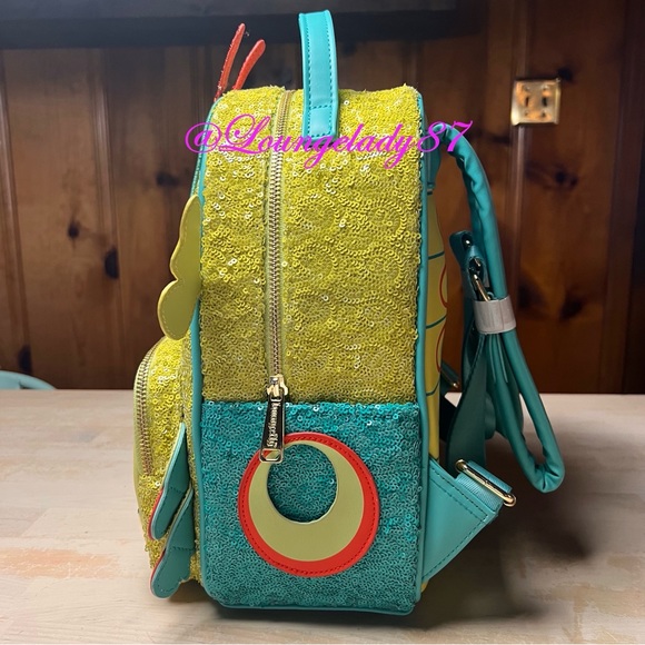 NWT A Bug's Life Heimlich Exclusive Sequined Loungefly Mini Backpack and Wallet - Picture 3 of 8